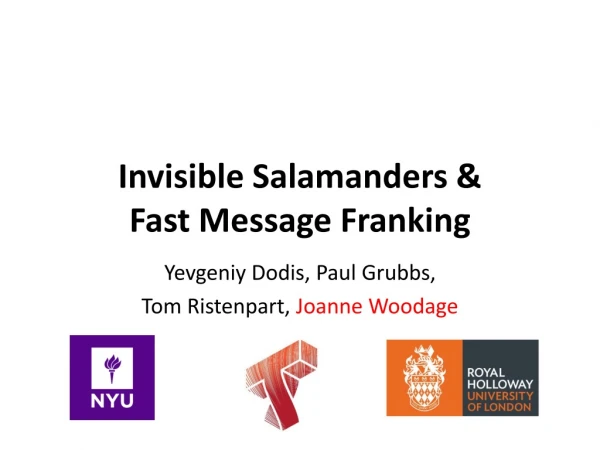 Invisible Salamanders &amp; Fast Message Franking