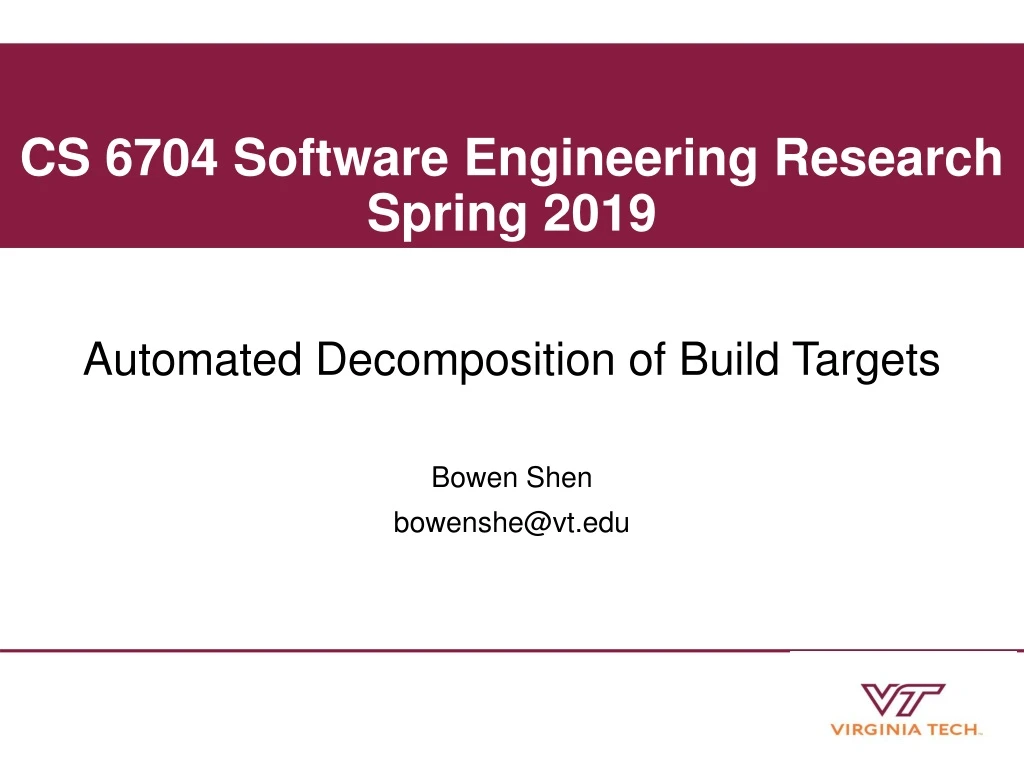 cs 6704 software engineering research spring 2019
