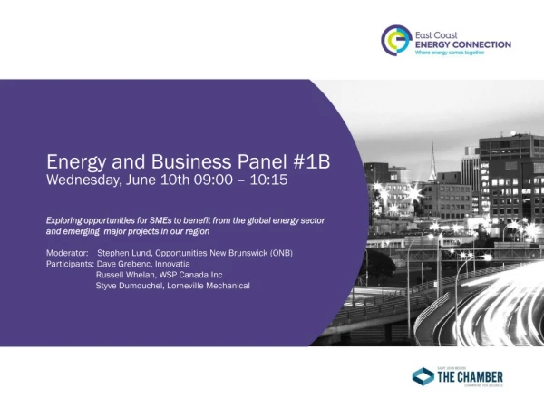 Energy and Business Panel #1B Wednesday, June 10th 09:00 – 10:15