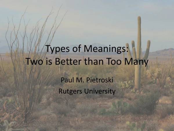 Types of Meanings: Two is Better than Too Many