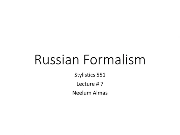 Russian Formalism