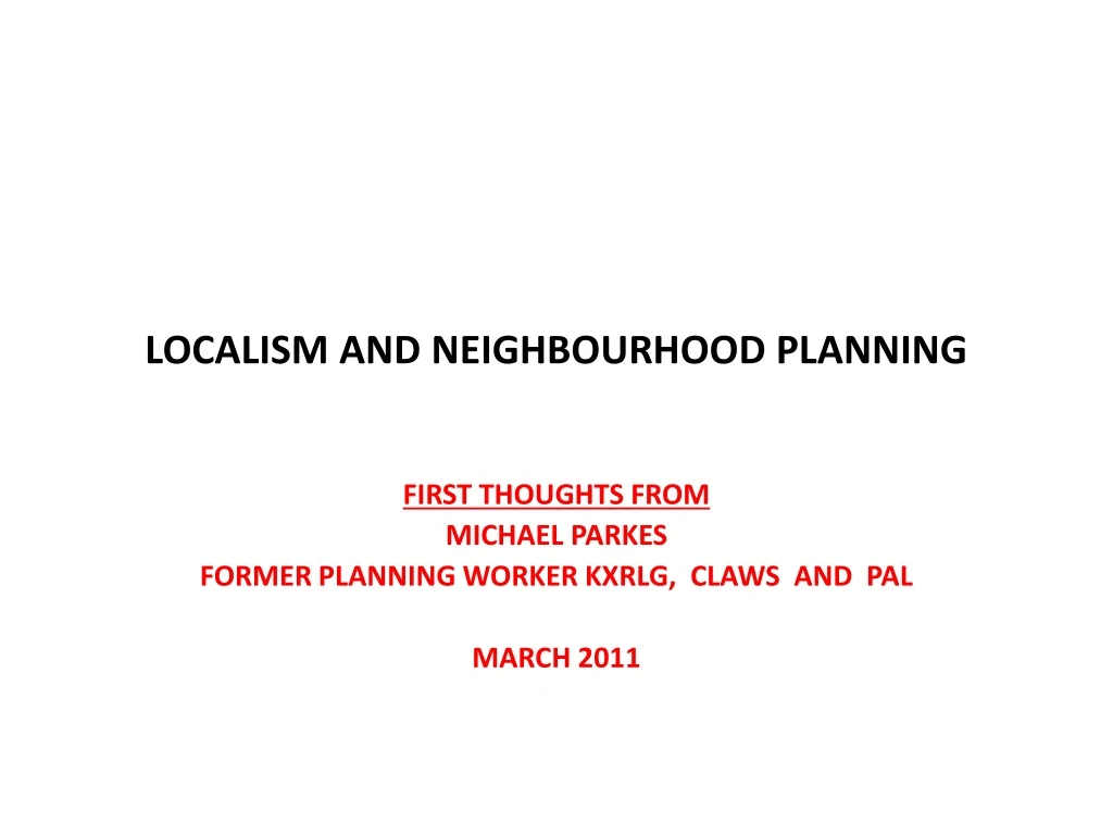 localism and neighbourhood planning