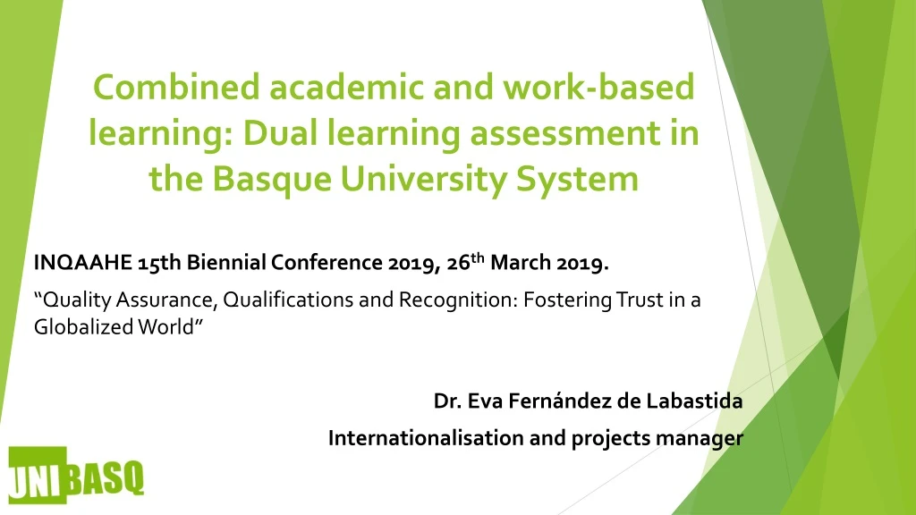 combined academic and work based learning dual learning assessment in the basque university system