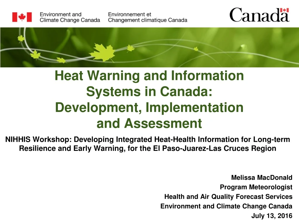 heat warning and information systems in canada development implementation and assessment