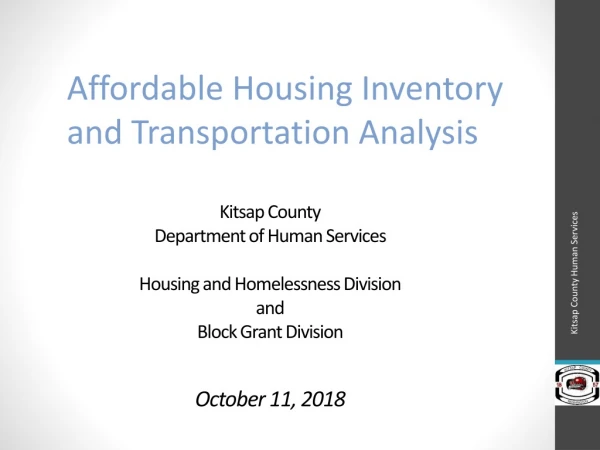 Affordable Housing Inventory and Transportation Analysis