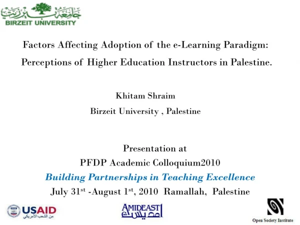 Presentation at PFDP Academic Colloquium2010 Building Partnerships in Teaching Excellence