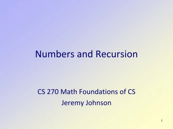 Numbers and Recursion