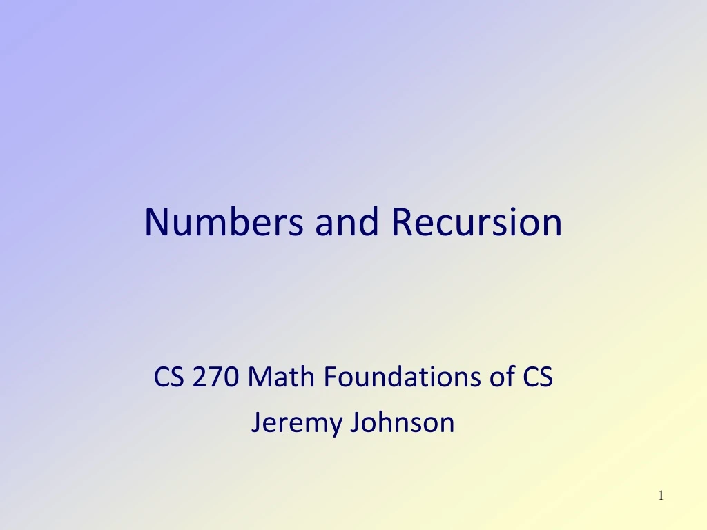 numbers and recursion