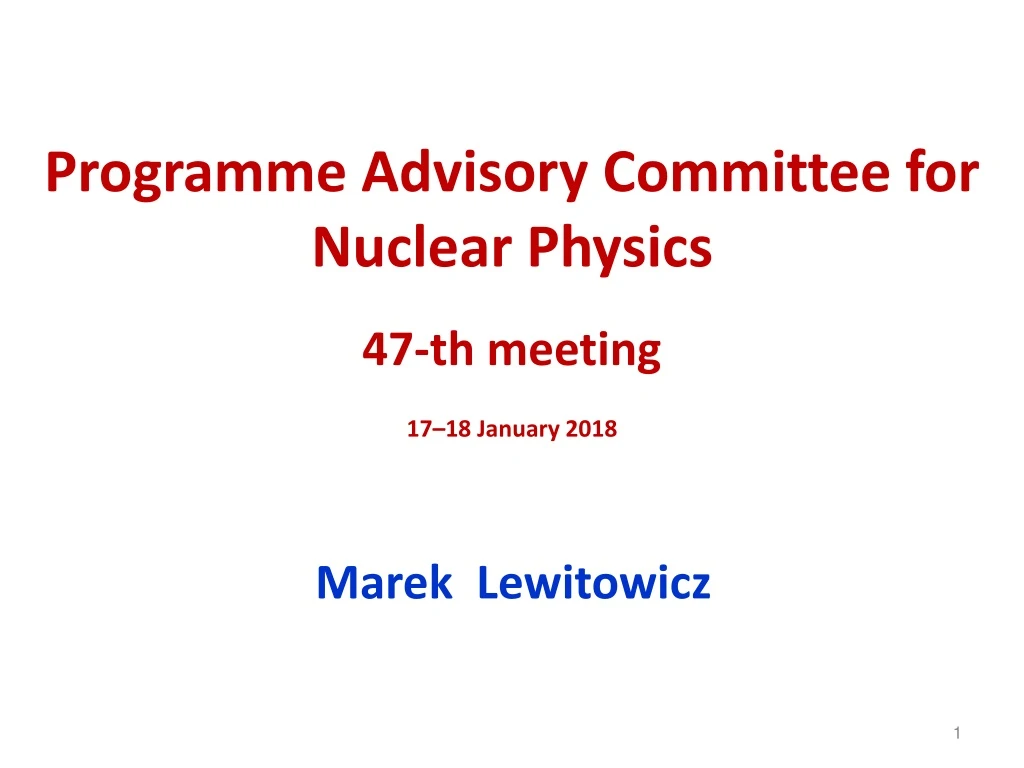 programme advisory committee for nuclear physics
