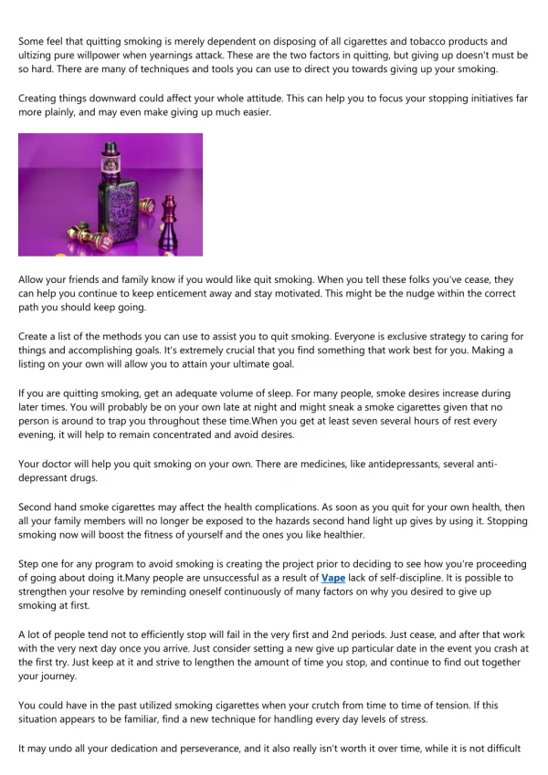 some feel that quitting smoking is merely