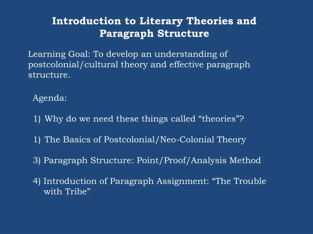 introduction to literary theories and paragraph