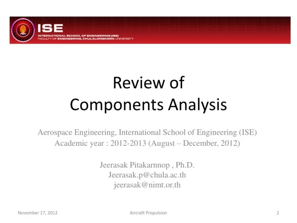 Review of Components Analysis