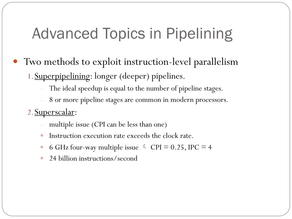 advanced topics in pipelining