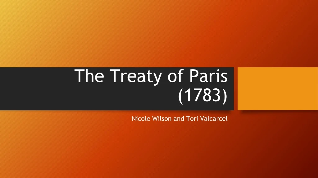 the treaty of paris 1783