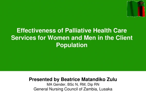 Effectiveness of Palliative Health Care Services for Women and Men in the Client Population