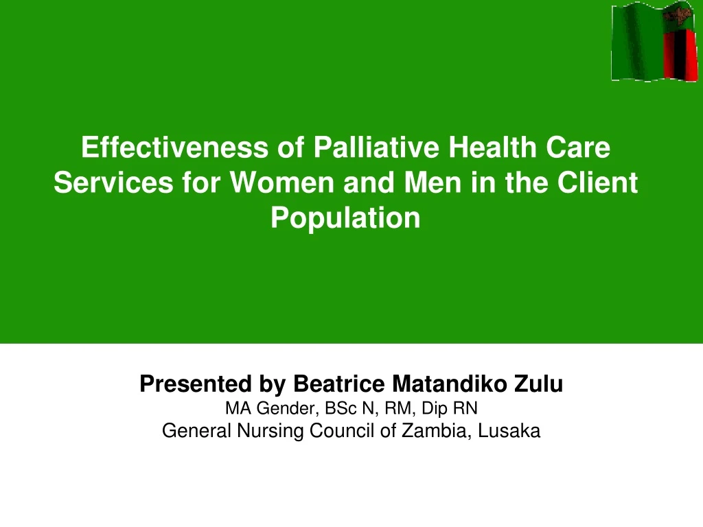 effectiveness of palliative health care services for women and men in the client population