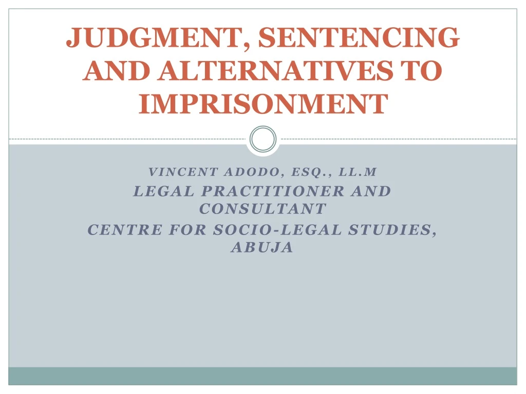 judgment sentencing and alternatives to imprisonment