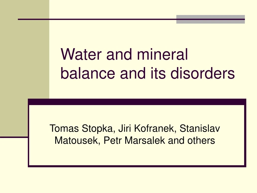 water a nd miner al balance and its disorders