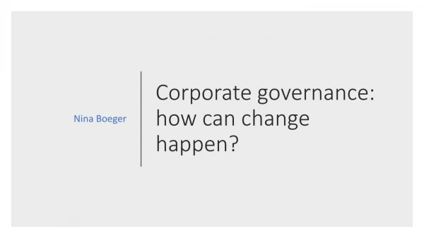 Corporate governance: how can change happen?