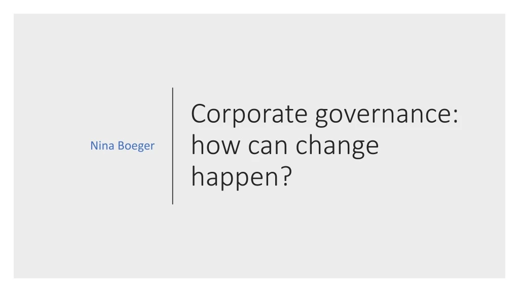corporate governance how can change happen