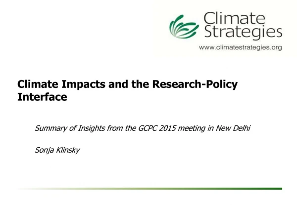 Climate Impacts and the Research-Policy Interface