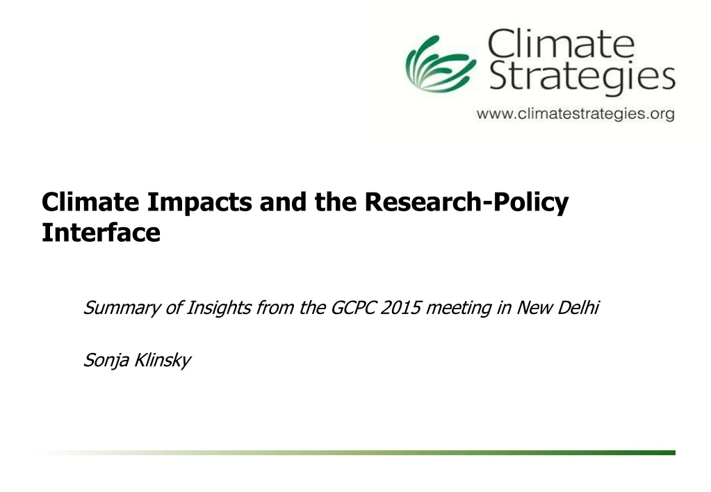 climate impacts and the research policy interface