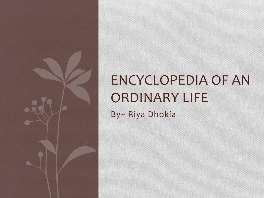 encyclopedia of an ordinary life