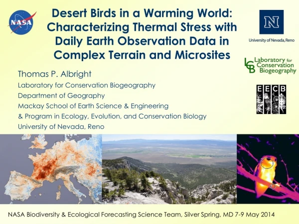 Thomas P. Albright Laboratory for Conservation Biogeography Department of Geography