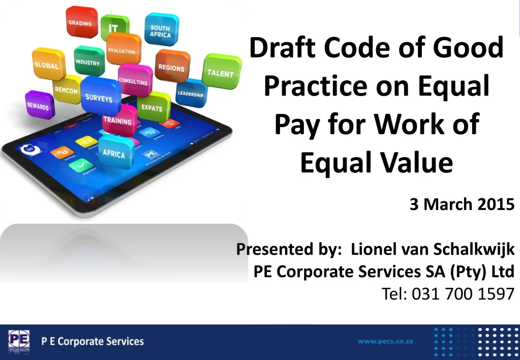 draft code of good practice on equal pay for work of equal value