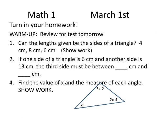 Math 1			March 1st