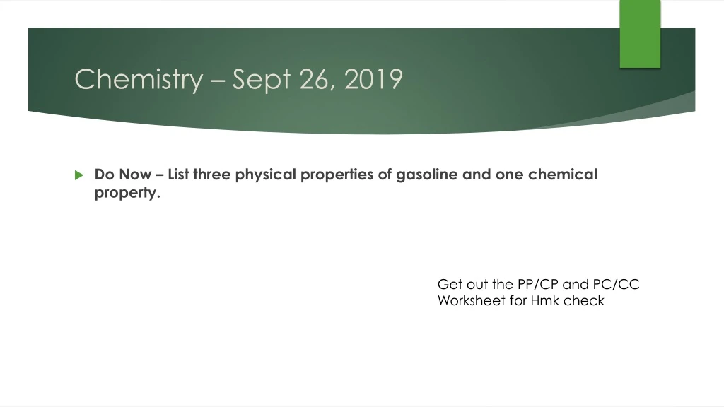 chemistry sept 26 2019