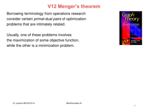 V12 Menger’s theorem