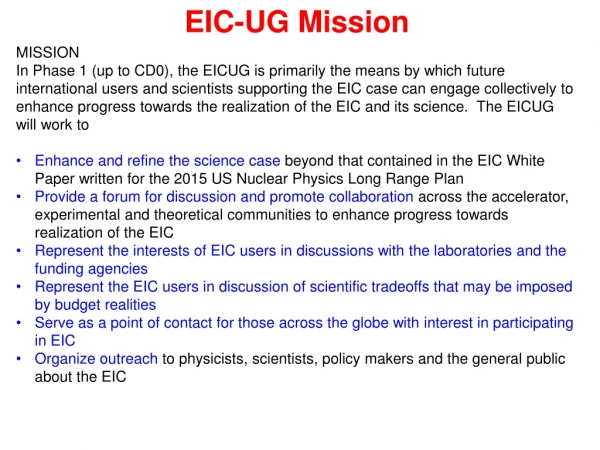 EIC-UG Mission