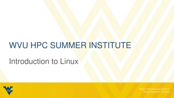 WVU HPC Summer Institute