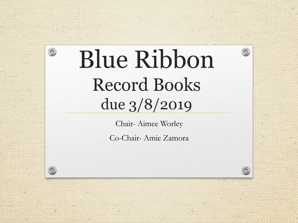 blue ribbon record books due 3 8 2019