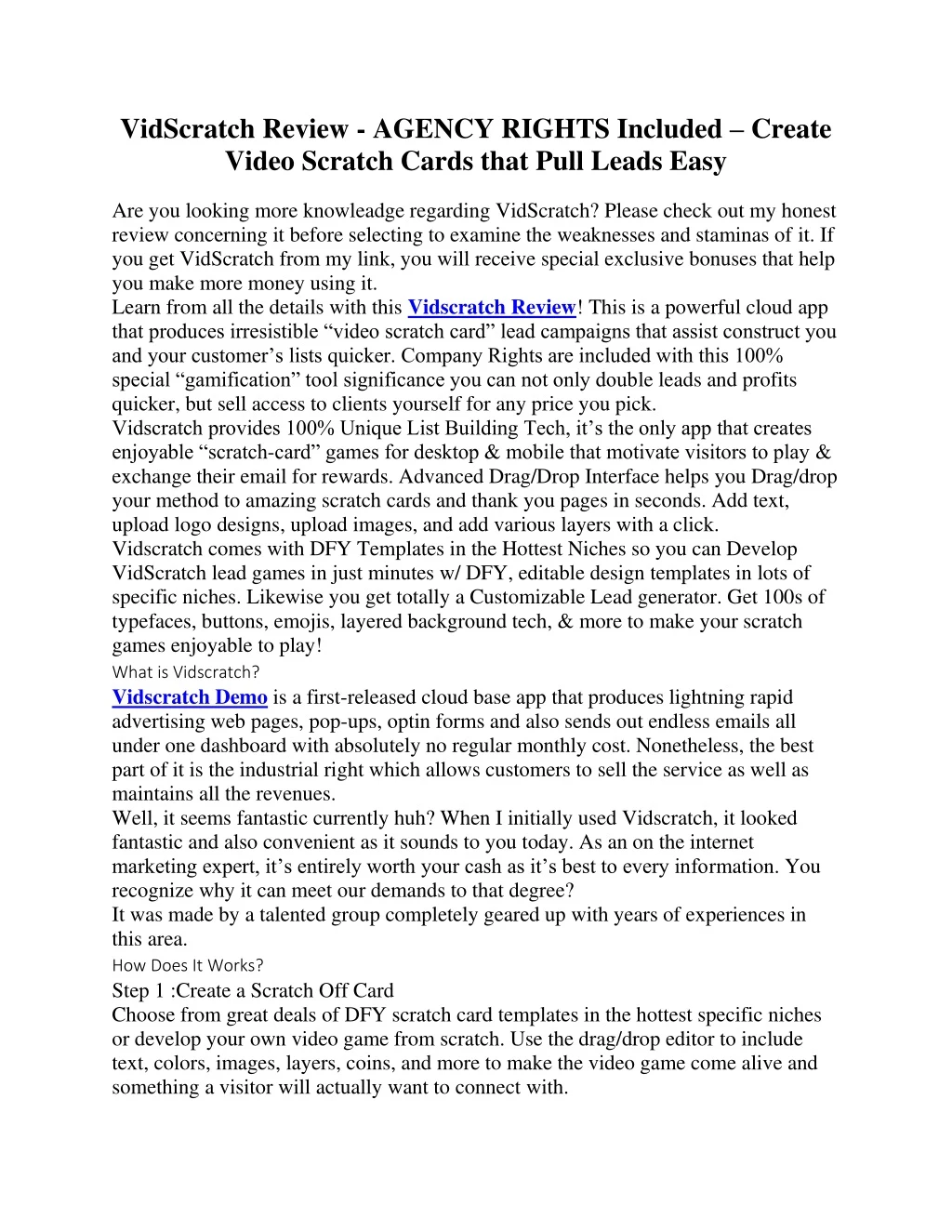 vidscratch review agency rights included create