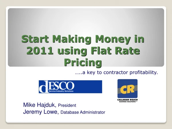 Start Making Money in 2011 using Flat Rate Pricing