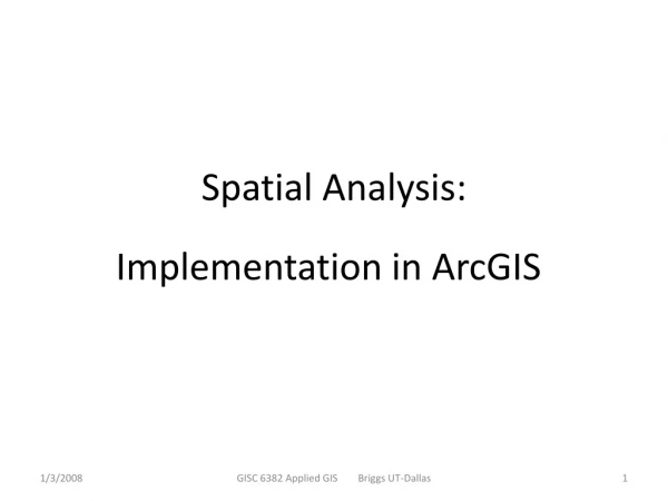 Spatial Analysis: