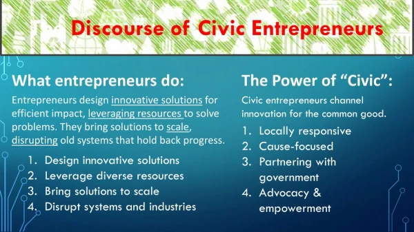 The Discourse of Civic Entrepreneurs