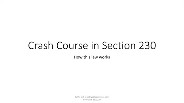 Crash Course in Section 230