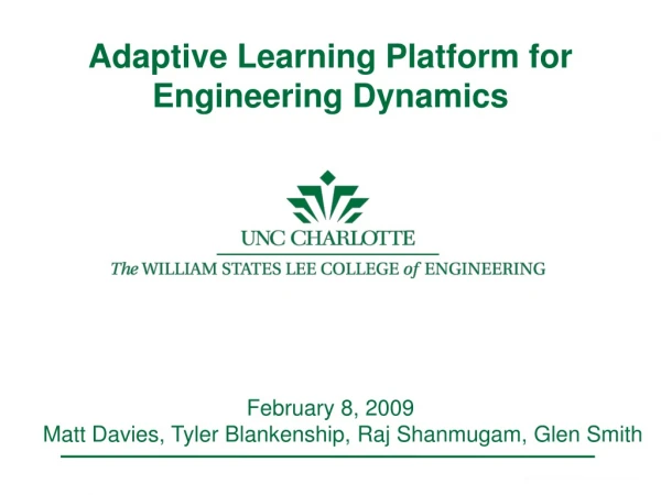Adaptive Learning Platform for Engineering Dynamics