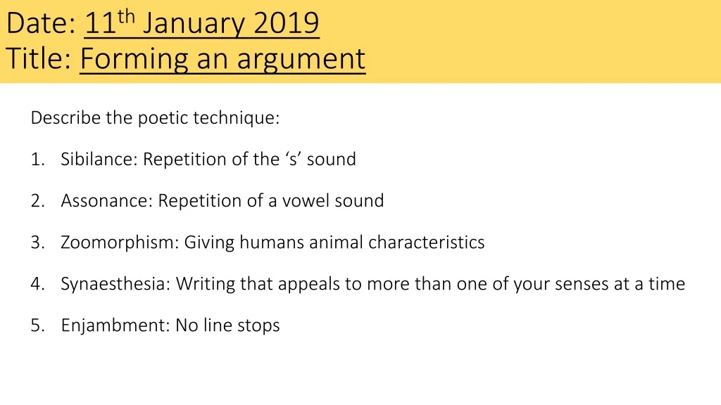 date 11 th january 2019 title forming an argument