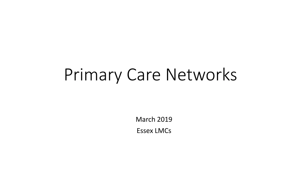 primary care networks