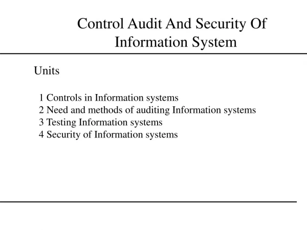 Control Audit And Security Of Information System