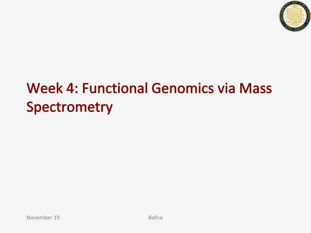 week 4 functional genomics via mass spectrometry