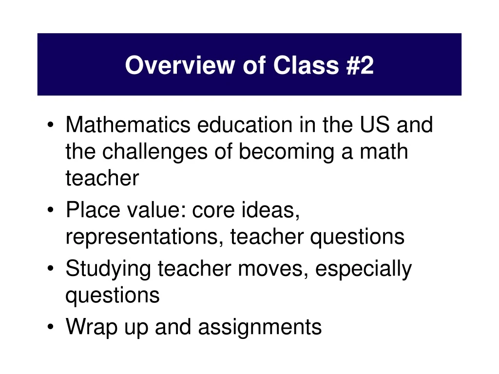 overview of class 2