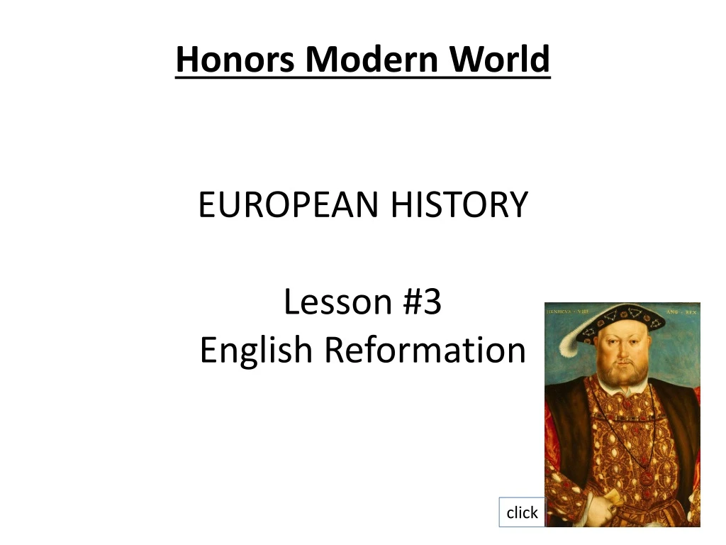 honors modern world european history lesson 3 english reformation