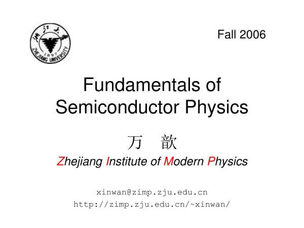 Fundamentals of Semiconductor Physics
