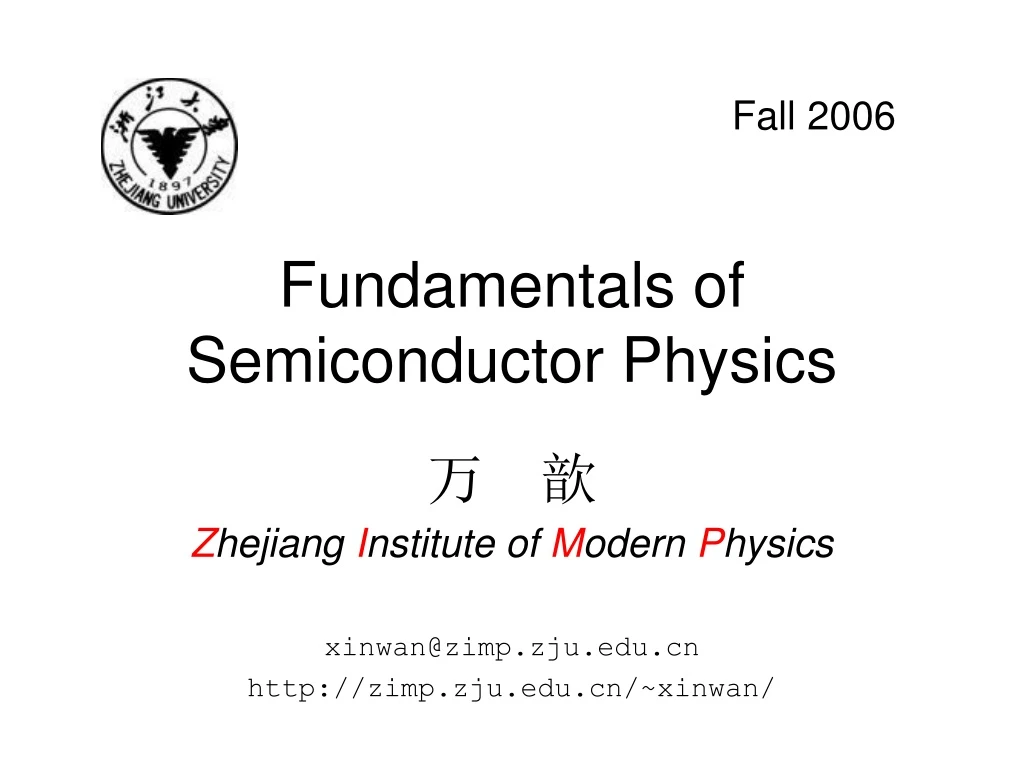 fundamentals of semiconductor physics