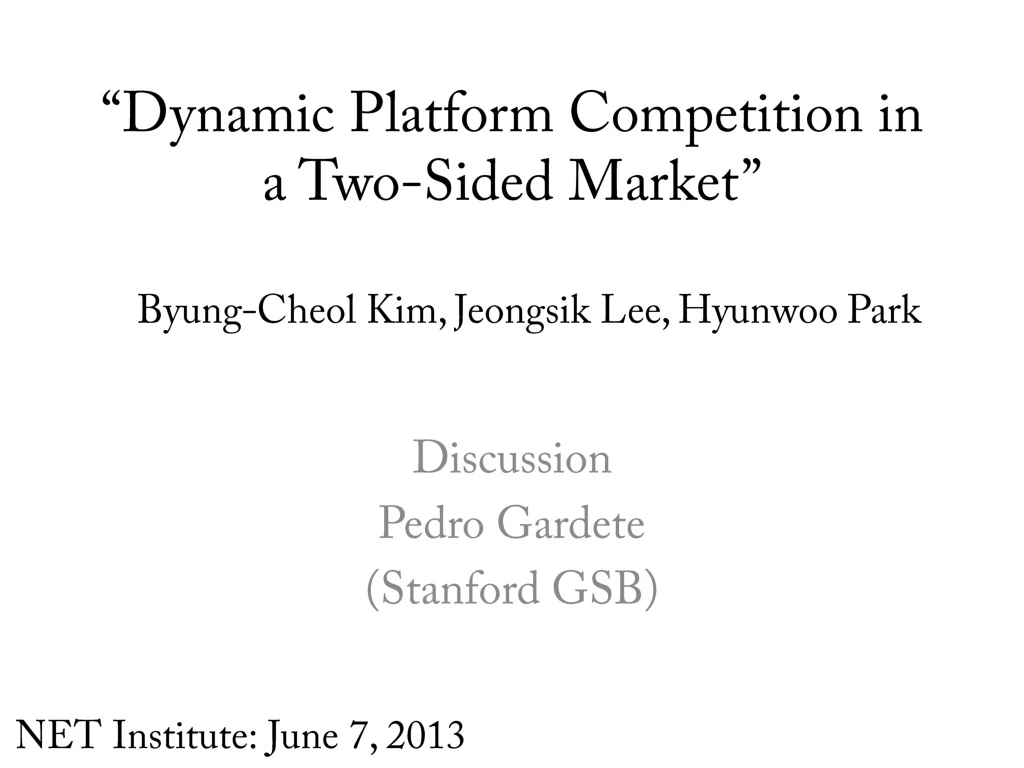 dynamic platform competition in a two sided market